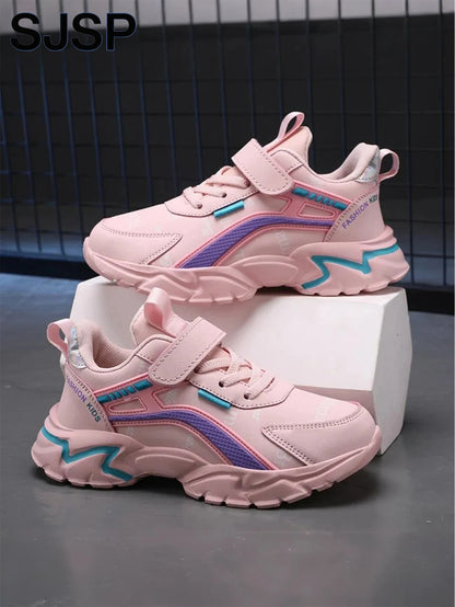Children's Casual Pink Girls' Leather Shoes, Fashionable Lightweight Running Shoes for Teenagers Aged 7-15, Student Kids' Sports Shoes for Girls - ZOOMNSTORE