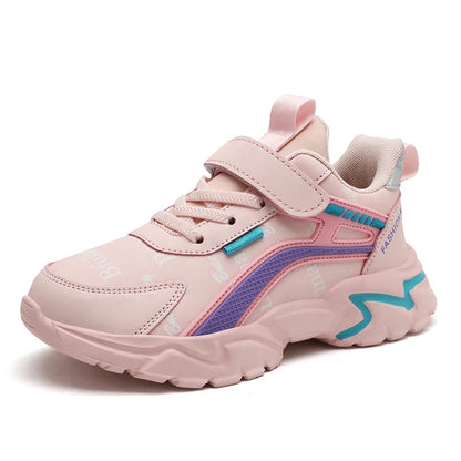 Children's Casual Pink Girls' Leather Shoes, Fashionable Lightweight Running Shoes for Teenagers Aged 7-15, Student Kids' Sports Shoes for Girls - ZOOMNSTORE
