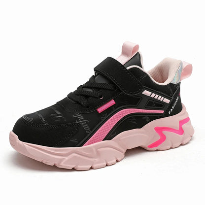 Children's Casual Pink Girls' Leather Shoes, Fashionable Lightweight Running Shoes for Teenagers Aged 7-15, Student Kids' Sports Shoes for Girls - ZOOMNSTORE
