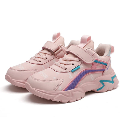 Children's Casual Pink Girls' Leather Shoes, Fashionable Lightweight Running Shoes for Teenagers Aged 7-15, Student Kids' Sports Shoes for Girls - ZOOMNSTORE