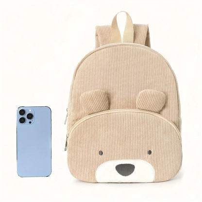 Cute Cartoon Bear Corduroy Backpack - Kids Kindergarten School Bag - ZOOMNSTORE