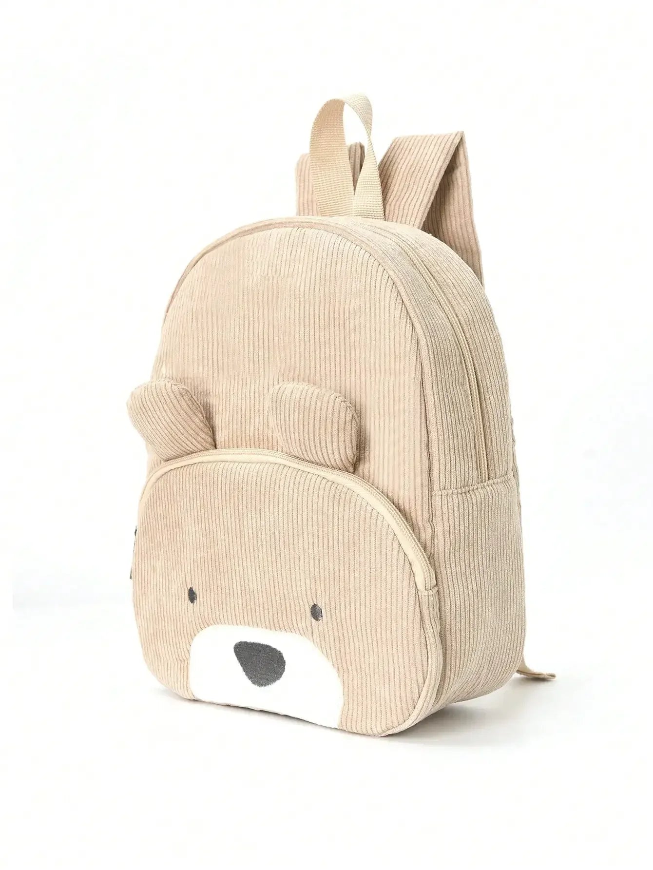 Cute Cartoon Bear Corduroy Backpack - Kids Kindergarten School Bag - ZOOMNSTORE