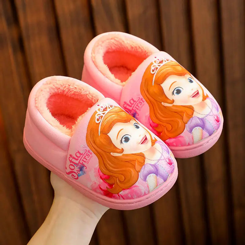 Disney Frozen Elsa Slippers - Girls Warm Cotton Flats Shoes Size 24-40 - ZOOMNSTORE