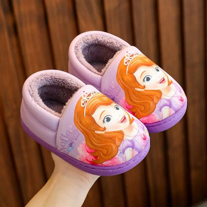 Disney Frozen Elsa Slippers - Girls Warm Cotton Flats Shoes Size 24-40 - ZOOMNSTORE