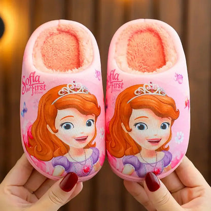 Disney Frozen Elsa Slippers - Girls Warm Cotton Flats Shoes Size 24-40 - ZOOMNSTORE