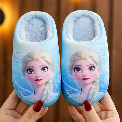 Disney Frozen Elsa Slippers - Girls Warm Cotton Flats Shoes Size 24-40 - ZOOMNSTORE