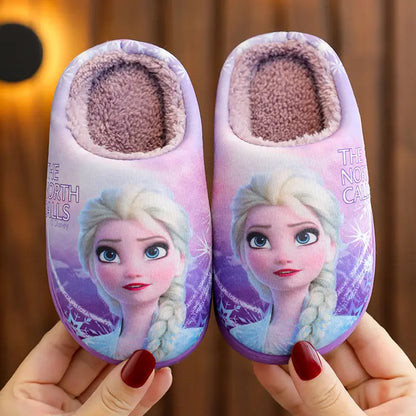 Disney Frozen Elsa Slippers - Girls Warm Cotton Flats Shoes Size 24-40 - ZOOMNSTORE
