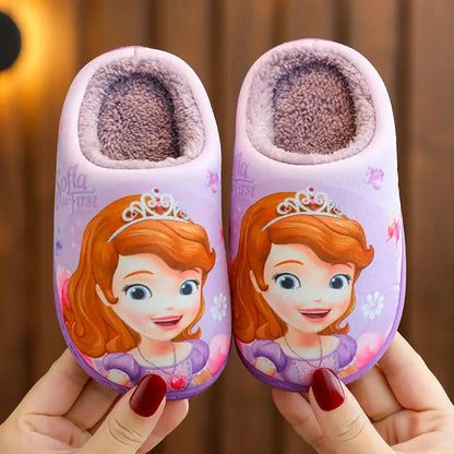 Disney Frozen Elsa Slippers - Girls Warm Cotton Flats Shoes Size 24-40 - ZOOMNSTORE