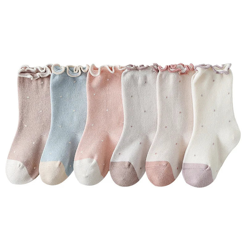 Lawadka Children's Girls Socks Cotton Dot Solid Kids Girl Sock Fashion Princess Baby Socks For Girls   Autumn Winter 0-12Years - ZOOMNSTORE