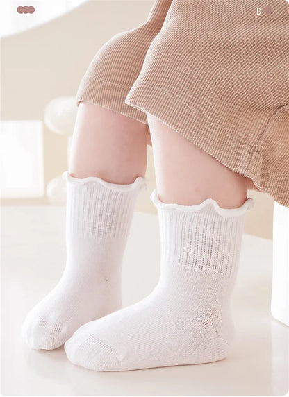 Lawadka Children's Girls Socks Cotton Dot Solid Kids Girl Sock Fashion Princess Baby Socks For Girls   Autumn Winter 0-12Years - ZOOMNSTORE