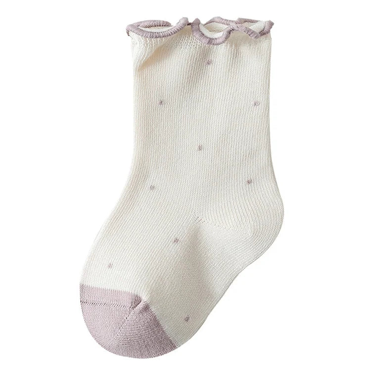 Lawadka Children's Girls Socks Cotton Dot Solid Kids Girl Sock Fashion Princess Baby Socks For Girls   Autumn Winter 0-12Years - ZOOMNSTORE