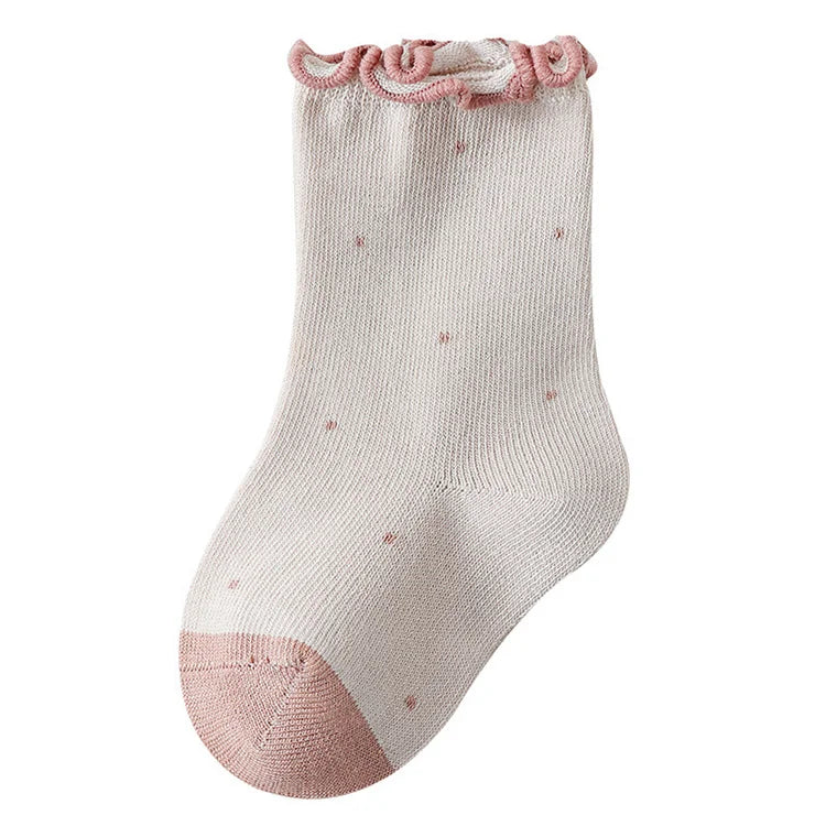 Lawadka Children's Girls Socks Cotton Dot Solid Kids Girl Sock Fashion Princess Baby Socks For Girls   Autumn Winter 0-12Years - ZOOMNSTORE