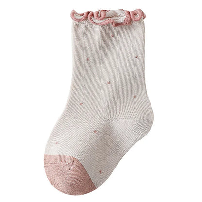Lawadka Children's Girls Socks Cotton Dot Solid Kids Girl Sock Fashion Princess Baby Socks For Girls   Autumn Winter 0-12Years - ZOOMNSTORE