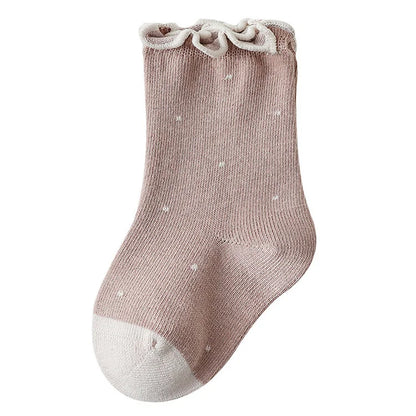 Lawadka Children's Girls Socks Cotton Dot Solid Kids Girl Sock Fashion Princess Baby Socks For Girls   Autumn Winter 0-12Years - ZOOMNSTORE