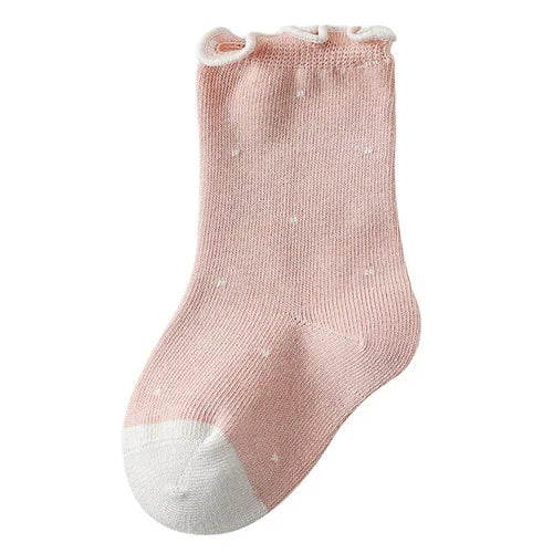 Lawadka Children's Girls Socks Cotton Dot Solid Kids Girl Sock Fashion Princess Baby Socks For Girls   Autumn Winter 0-12Years - ZOOMNSTORE