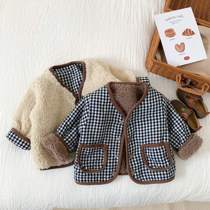 Kids Double-Sided Plaid Plush Jacket - AutumnWinter 1-6 Years - ZOOMNSTORE