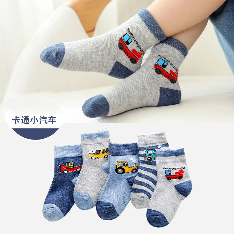5 Pairs Of New Autumn And Winter Childrens Socks Striped Sailboat Boys Socks 4 to 8 Year Old Socks girls socks  ruffle socks - ZOOMNSTORE