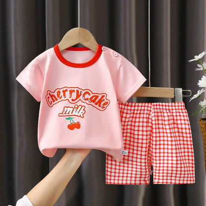 Childrens Summer Clothing Set - 2PCS T-Shirt  Shorts for Boys  Girls - ZOOMNSTORE