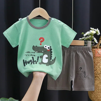 Childrens Summer Clothing Set - 2PCS T-Shirt  Shorts for Boys  Girls - ZOOMNSTORE