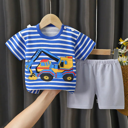 Childrens Summer Clothing Set - 2PCS T-Shirt  Shorts for Boys  Girls - ZOOMNSTORE