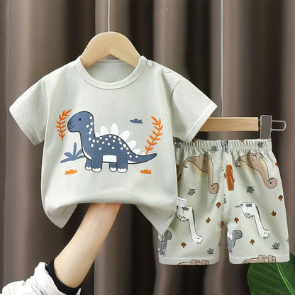 Childrens Summer Clothing Set - 2PCS T-Shirt  Shorts for Boys  Girls - ZOOMNSTORE