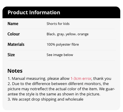 Children's Summer Shorts - Unisex Kids Hot Pants With Elastic Waist, Casual Polyester - ZOOMNSTORE
