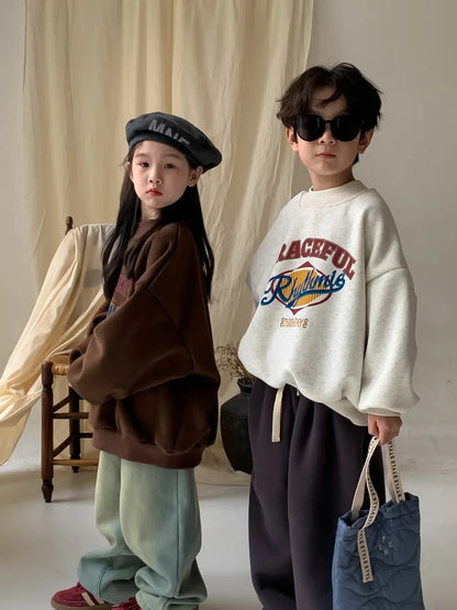 Childrens Fleece Hoodie - Warm Korean Pullover for Boys  Girls - ZOOMNSTORE