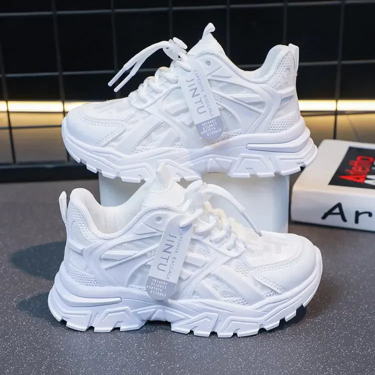Childrens Breathable Running Sneakers - Comfortable Casual White Shoes for SpringSummer - ZOOMNSTORE