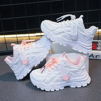 Childrens Breathable Running Sneakers - Comfortable Casual White Shoes for SpringSummer - ZOOMNSTORE