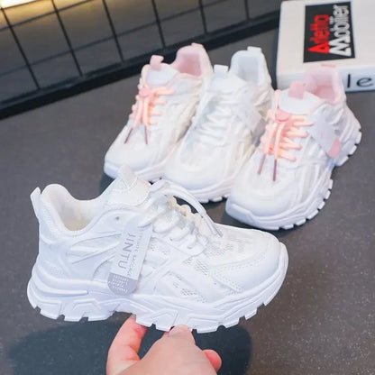 Childrens Breathable Running Sneakers - Comfortable Casual White Shoes for SpringSummer - ZOOMNSTORE
