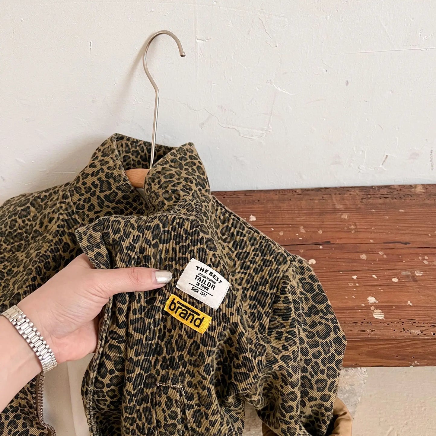 Childrens Casual Long-Sleeved Jacket - Boys  Girls Leopard Print Denim Coat - ZOOMNSTORE