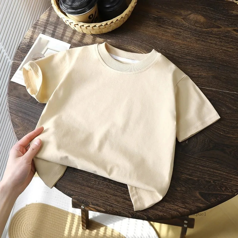 Childrens Cotton Short Sleeve T-Shirt - Summer Top for Girls and Boys in White Red and Black - ZOOMNSTORE