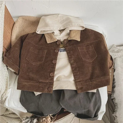 Childrens Retro Coat - Japanese Korean Autumn Winter Jacket for Boys  Girls - ZOOMNSTORE