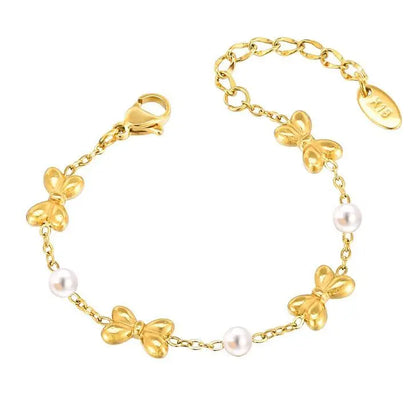 Childrens Stainless Steel Bracelet - Cute Bow Design with Cubic Zirconia - ZOOMNSTORE