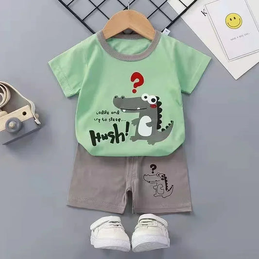 Childrens Summer Clothing Set - 2PCS T-Shirt  Shorts for Boys  Girls - ZOOMNSTORE
