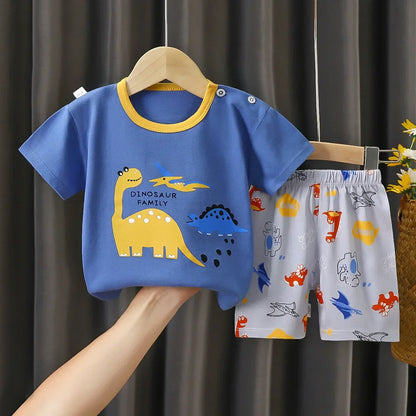Childrens Summer Clothing Set - 2PCS T-Shirt  Shorts for Boys  Girls - ZOOMNSTORE