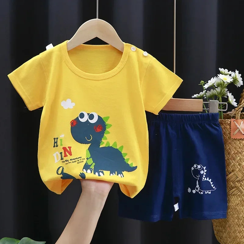Childrens Summer Clothing Set - 2PCS T-Shirt  Shorts for Boys  Girls - ZOOMNSTORE