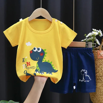 Childrens Summer Clothing Set - 2PCS T-Shirt  Shorts for Boys  Girls - ZOOMNSTORE