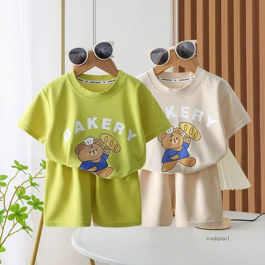 Childrens Summer T-Shirt and Shorts Set - Fashionable Boys  Girls Leisure Outfit - ZOOMNSTORE