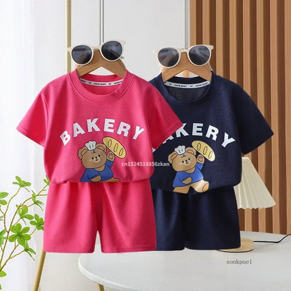 Childrens Summer T-Shirt and Shorts Set - Fashionable Boys  Girls Leisure Outfit - ZOOMNSTORE