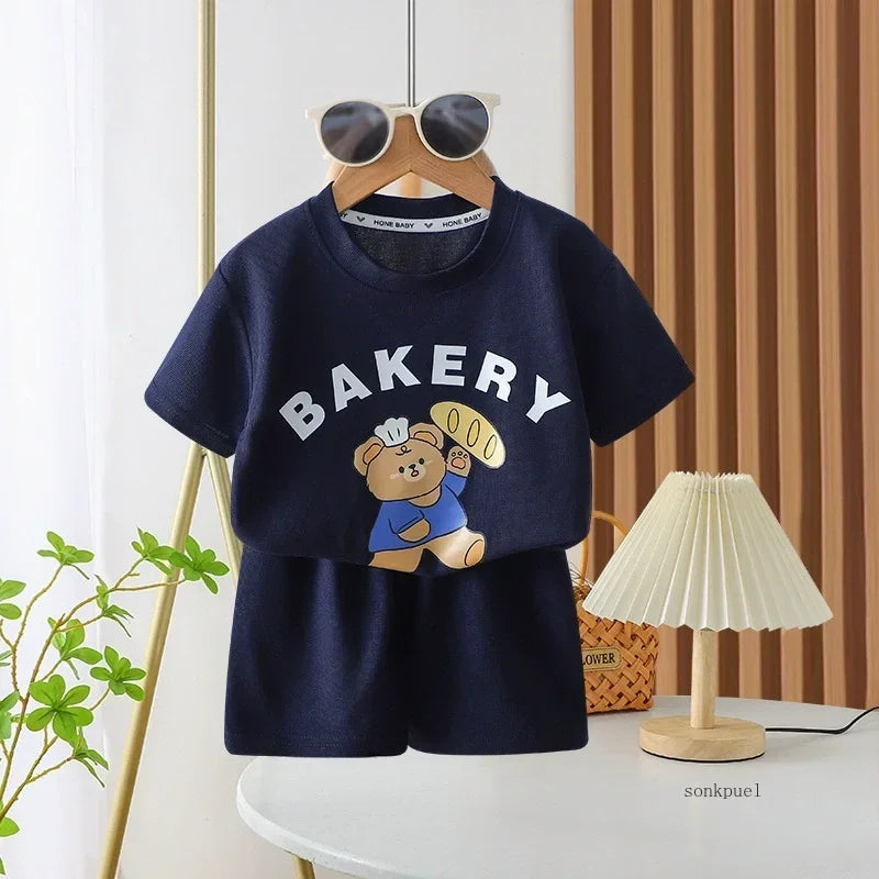 Childrens Summer T-Shirt and Shorts Set - Fashionable Boys  Girls Leisure Outfit - ZOOMNSTORE