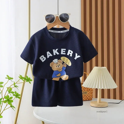 Childrens Summer T-Shirt and Shorts Set - Fashionable Boys  Girls Leisure Outfit - ZOOMNSTORE