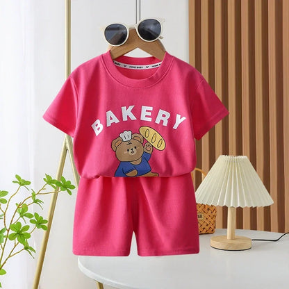 Childrens Summer T-Shirt and Shorts Set - Fashionable Boys  Girls Leisure Outfit - ZOOMNSTORE