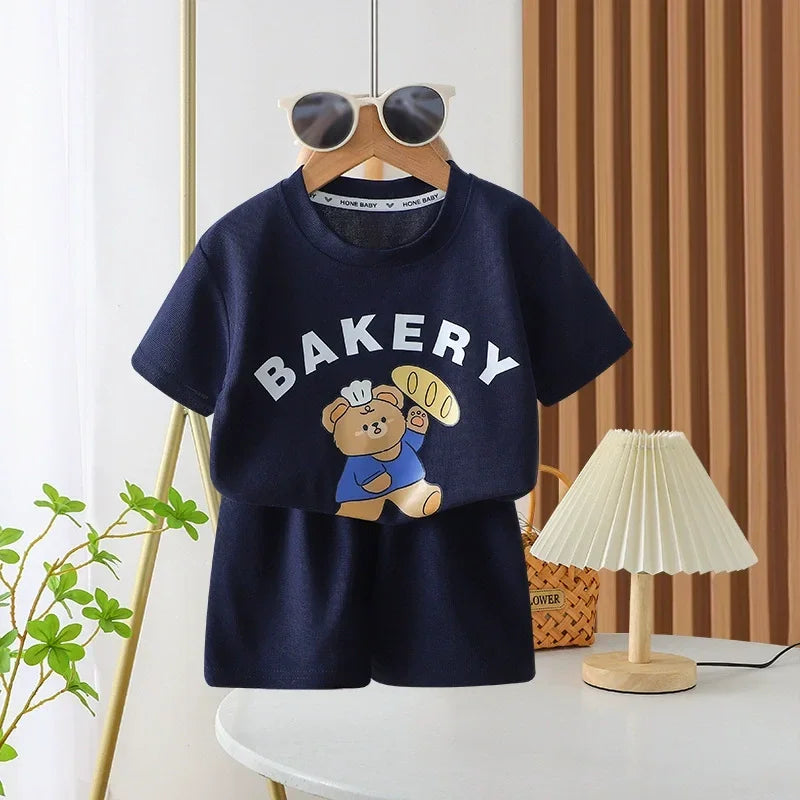 Childrens Summer T-Shirt and Shorts Set - Fashionable Boys  Girls Leisure Outfit - ZOOMNSTORE