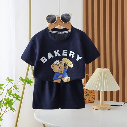Childrens Summer T-Shirt and Shorts Set - Fashionable Boys  Girls Leisure Outfit - ZOOMNSTORE