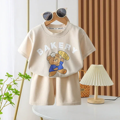 Childrens Summer T-Shirt and Shorts Set - Fashionable Boys  Girls Leisure Outfit - ZOOMNSTORE