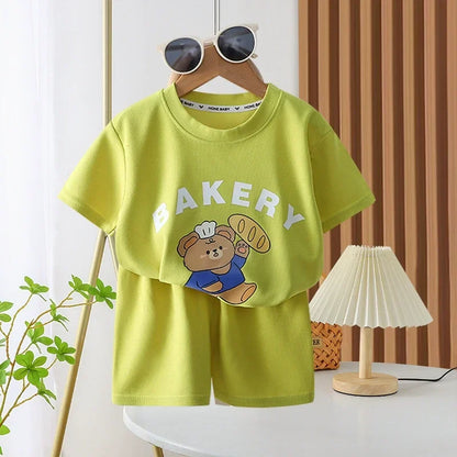 Childrens Summer T-Shirt and Shorts Set - Fashionable Boys  Girls Leisure Outfit - ZOOMNSTORE