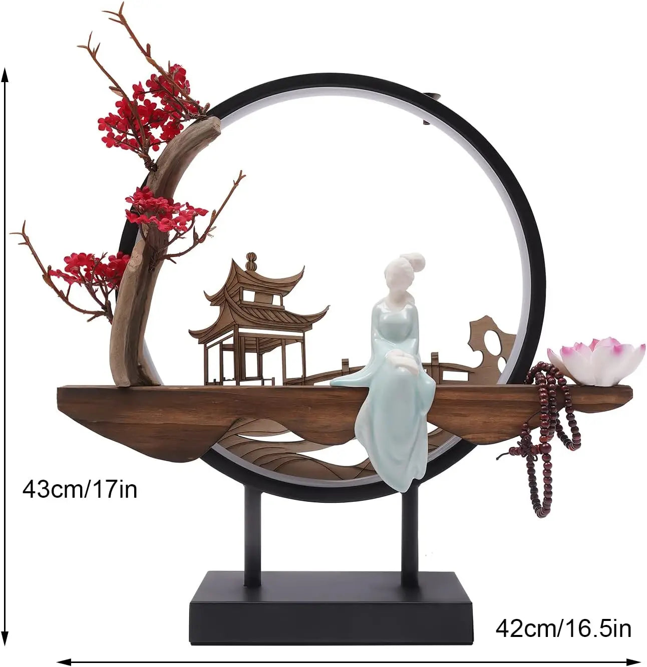 Chinese Flower Incense Holder with LED Light - Handmade Censer Burner Home Decor - ZOOMNSTORE