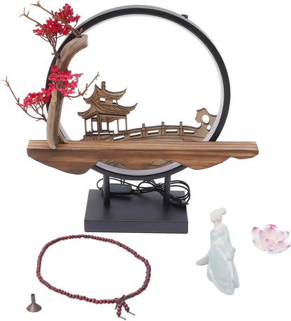 Chinese Flower Incense Holder with LED Light - Handmade Censer Burner Home Decor - ZOOMNSTORE