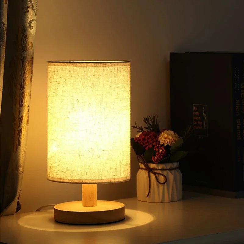 Chinese LED Table Lamp - Dimmable USB Night Light with Fabric Lampshade for Living Room and Bedroom - ZOOMNSTORE